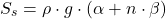 \[S_s = \rho \cdot g \cdot (\alpha + n \cdot \beta)\]