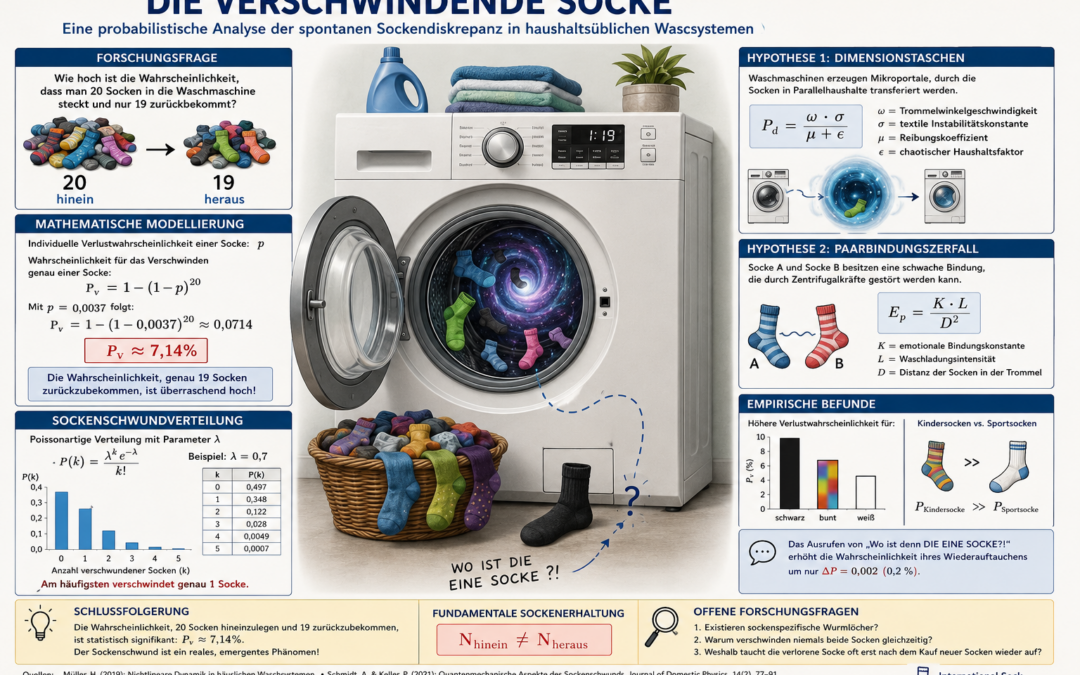 Eine probabilistische Analyse der spontanen Sockendiskrepanz in haushaltsüblichen Waschsystemen